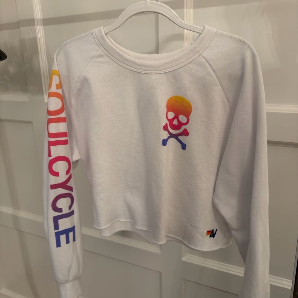 Aviator Nation White Tee with Orange Accents